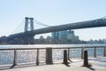 Walkway along the East River Park by the Williamsburg Bridge on the Lower East Side of New York City Royalty Free Stock Photo