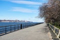 Empty Walkway along the Hudson River at Riverside Park on the Upper West Side of New York City