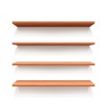 Empty wall book shelf, wood shelves vector illustration Royalty Free Stock Photo