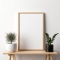 Minimalist End Table With Plant: Clean And Simple Design Royalty Free Stock Photo