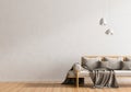 Empty wall mock up in Scandinavian style hipster interior. Minimalist modern interior design. 3D illustration