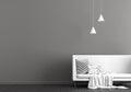 Empty wall mock up in Scandinavian style hipster interior. Minimalist modern interior design. 3D illustration Royalty Free Stock Photo