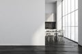 Empty wall with modern black and white kitchen Royalty Free Stock Photo