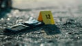 Empty Wallet Found On Crime Scene Next to the Body of a Robbery and Mugging Victim. Evidence Royalty Free Stock Photo