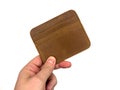 An Empty wallet in the hands of a man  on white background, wealth Royalty Free Stock Photo