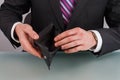 Empty wallet in mans hand. Royalty Free Stock Photo