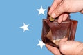 Empty wallet shows the global financial economic crisis triggered by the corona virus in Federated States of Micronesia