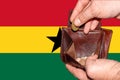 Empty wallet shows the global financial economic crisis triggered by the corona virus in Ghana Royalty Free Stock Photo