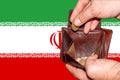 Empty wallet shows the global financial economic crisis triggered by the corona virus in Iran Royalty Free Stock Photo