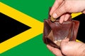 Empty wallet shows the global financial economic crisis triggered by the corona virus in Jamaica