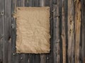 Empty wanted poster on weathered plank wood wall Royalty Free Stock Photo