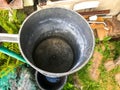 Empty washbasin without water. mechanical washstand for washing and cleaning hands and face. washstand in the courtyard of the Royalty Free Stock Photo