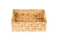 Empty water hyacinth wicker storage basket, isolated on a white background
