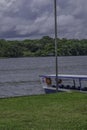 Watertaxi Motorboat parked at the riverbank