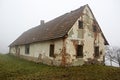 Empty weathered rural white house