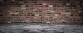 empty weathered stained old brick wall with concrete floor 3d render illustration Royalty Free Stock Photo