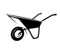 Empty wheelbarrow black and white vector outline