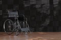 Empty Wheelchair in Front of Black Tile Wall. 3d Rendering Royalty Free Stock Photo