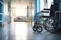 an empty wheelchair in a health facility