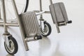 Empty wheelchair parked in hospital hallway Royalty Free Stock Photo