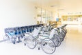 Empty wheelchairs inside medical equipment center for disability patient or persons.