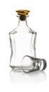 Empty whiskey bottle and glass Royalty Free Stock Photo