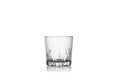 Empty whiskey glass isolated on a white background without glare. Reflection on the surface. Back light