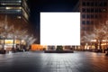 An empty white billboard design for outdoor advertising on city streets during the holiday season Royalty Free Stock Photo