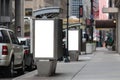 Empty white billboards on two public phone booth Royalty Free Stock Photo