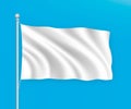 Empty white blank waving flag on blue sky background Royalty Free Stock Photo