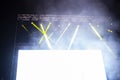 empty white board with copy space and stage lights - banner for music festival Royalty Free Stock Photo