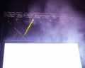 empty white board with copy space and stage lights - banner for music festival Royalty Free Stock Photo