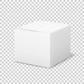 Empty white box. Cardboard cubic cosmetic box blank package with shadows medicine product packaging vector template Royalty Free Stock Photo