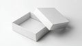 Open White Box With a Lid Resting on Its Side on White Surface Royalty Free Stock Photo