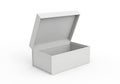 Empty white box with open lid on white background for packaging and design purposes Royalty Free Stock Photo