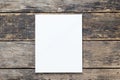 Empty white canvas frame on wooden background Royalty Free Stock Photo