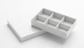 Empty white cardboard box with compartments isolated on white background Royalty Free Stock Photo