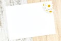 Empty white cards with daisies for invitations. Party concept Royalty Free Stock Photo