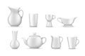 Empty white ceramic, porcelain tableware set vector Royalty Free Stock Photo