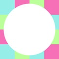 Empty white circle on pastel color squares checkered block, template banner checker pink blue color, ad colorful block soft pastel Royalty Free Stock Photo