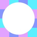 Empty white circle on pastel color squares checkered block, template banner checker purple blue color, ad colorful block soft Royalty Free Stock Photo