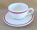 Empty white coffee cup with red trim Royalty Free Stock Photo