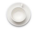 Empty white coffee cup or tea cup top view on white background. with clipping path Royalty Free Stock Photo
