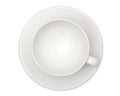 Empty white coffee cup or tea cup top view on white background. with clipping path Royalty Free Stock Photo