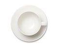 Empty white coffee cup or teacup top view on white background. with clipping path Royalty Free Stock Photo