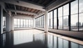 Empty white concrete loft, illustration ai generative