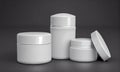 Empty white containers for skin care cosmetics, 3D rendering, generative AI