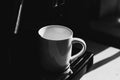 Empty white cup in coffee machine Royalty Free Stock Photo