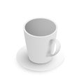 Empty white cup isometric with saucer Royalty Free Stock Photo