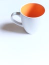 Empty white cup on a light background. Cup with place for text. Copyspace Royalty Free Stock Photo